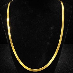 18k Gold Mens Ladies Technibond Diamond Cut Herringbone Necklace Vintage HSN